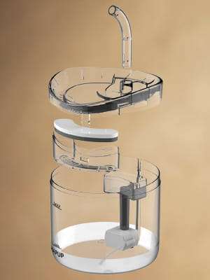 Fuente de agua automática de 1.8 litros con sistema de filtración múltiple para mascotas.