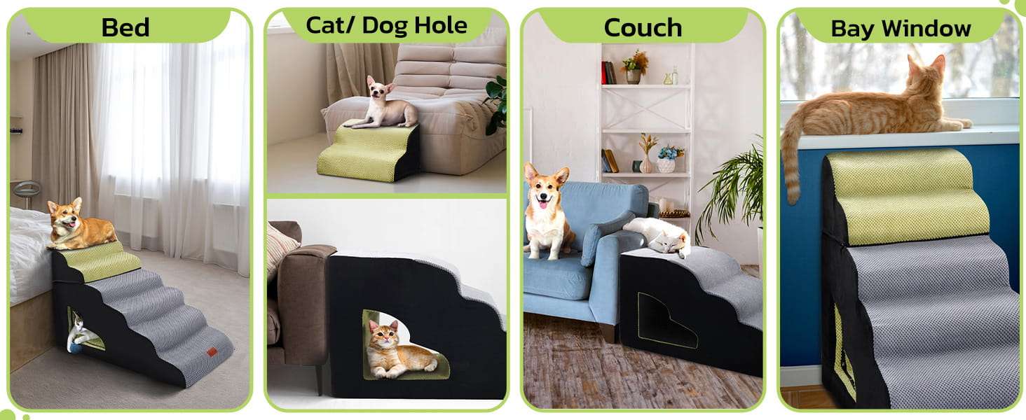 Escalera para Mascotas de Espuma con Casa (Extra Grande 6 Escalones) - Imagen 9