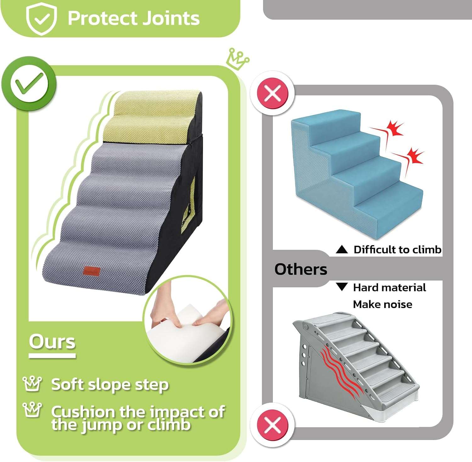 Escalera para Mascotas de Espuma con Casa (Extra Grande 6 Escalones) - Imagen 2