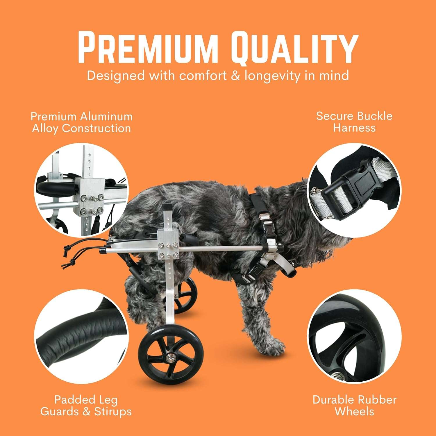 Silla de Rueda de Aluminio para Perros para Patas Traseras L - Imagen 6