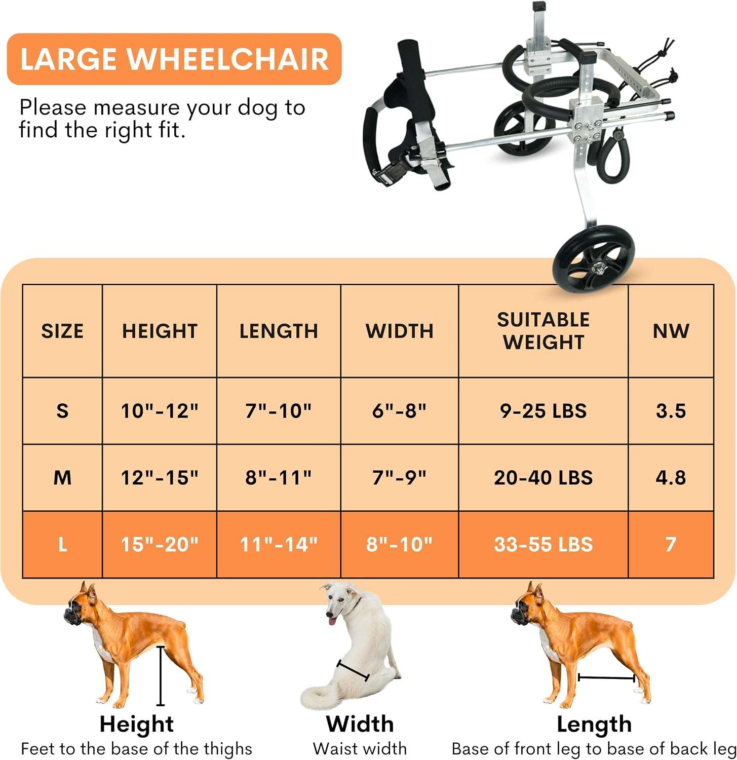 Silla de Rueda de Aluminio para Perros para Patas Traseras L - Imagen 5