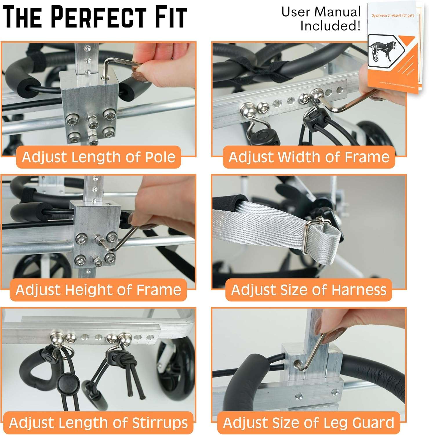Silla de Rueda de Aluminio para Perros para Patas Traseras L - Imagen 4
