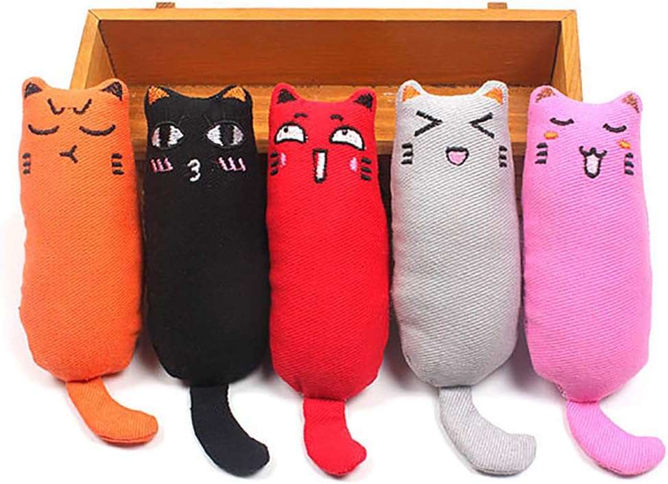set de 5 piezas de juguetes de peluche masticables para gatos ideal para chile