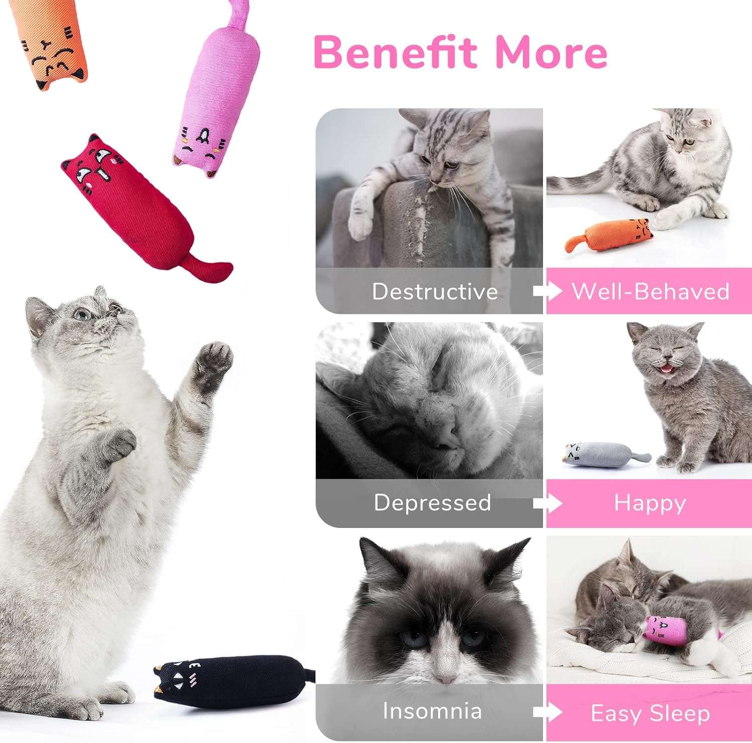 set de 5 piezas de juguetes de peluche masticables para gatos ideal para chile