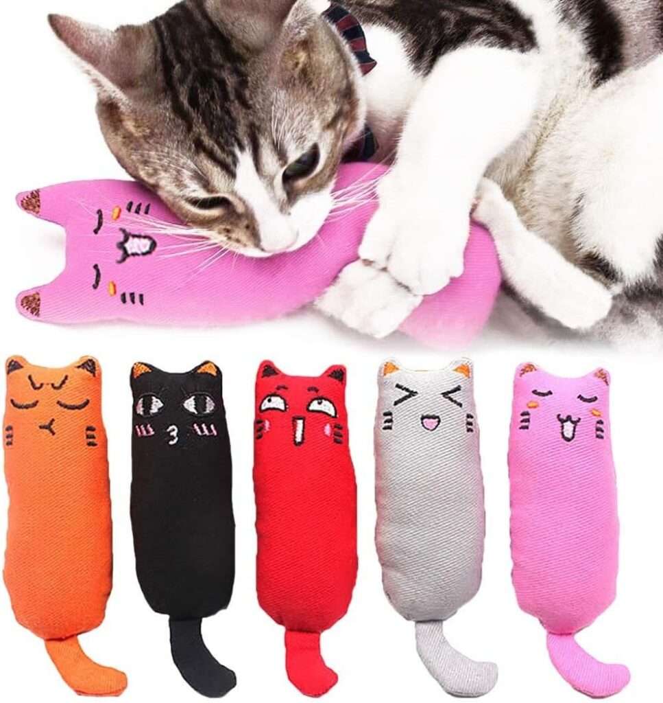 set de 5 piezas de juguetes de peluche masticables para gatos ideal para chile