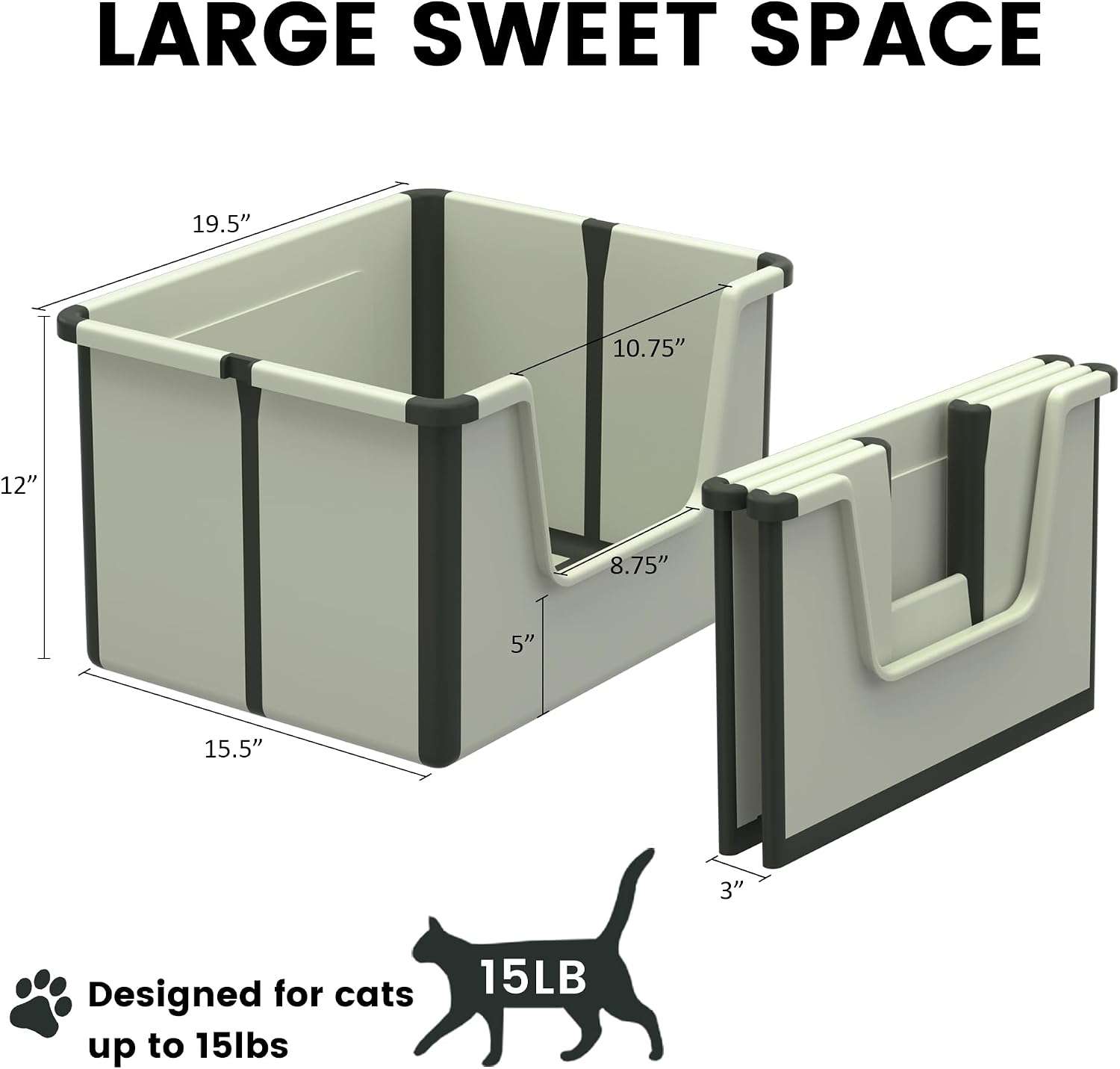 caja de arena plegable y portátil para gatos con entrada baja y diseño antisalpicaduras, ideal para viajes