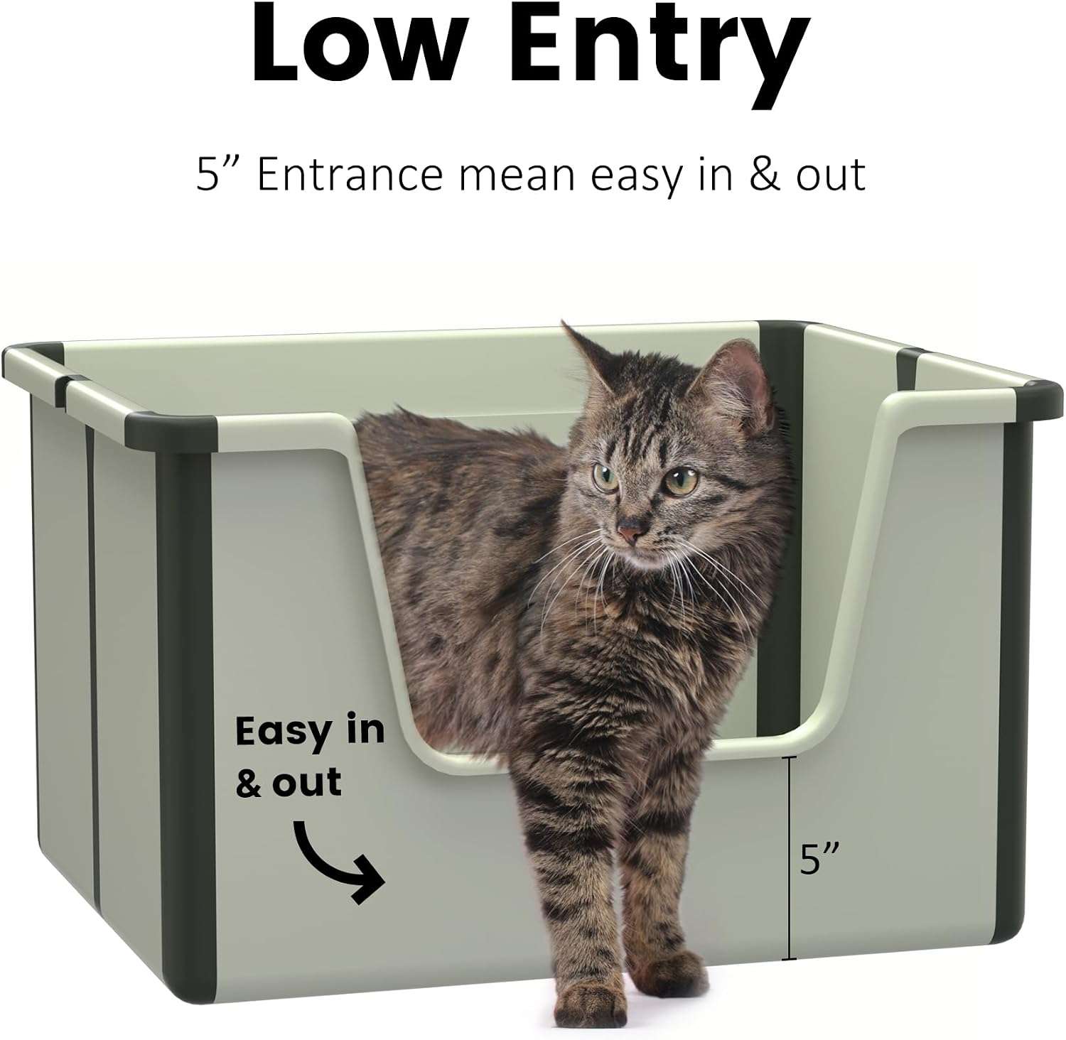 caja de arena plegable y portátil para gatos con entrada baja y diseño antisalpicaduras, ideal para viajes