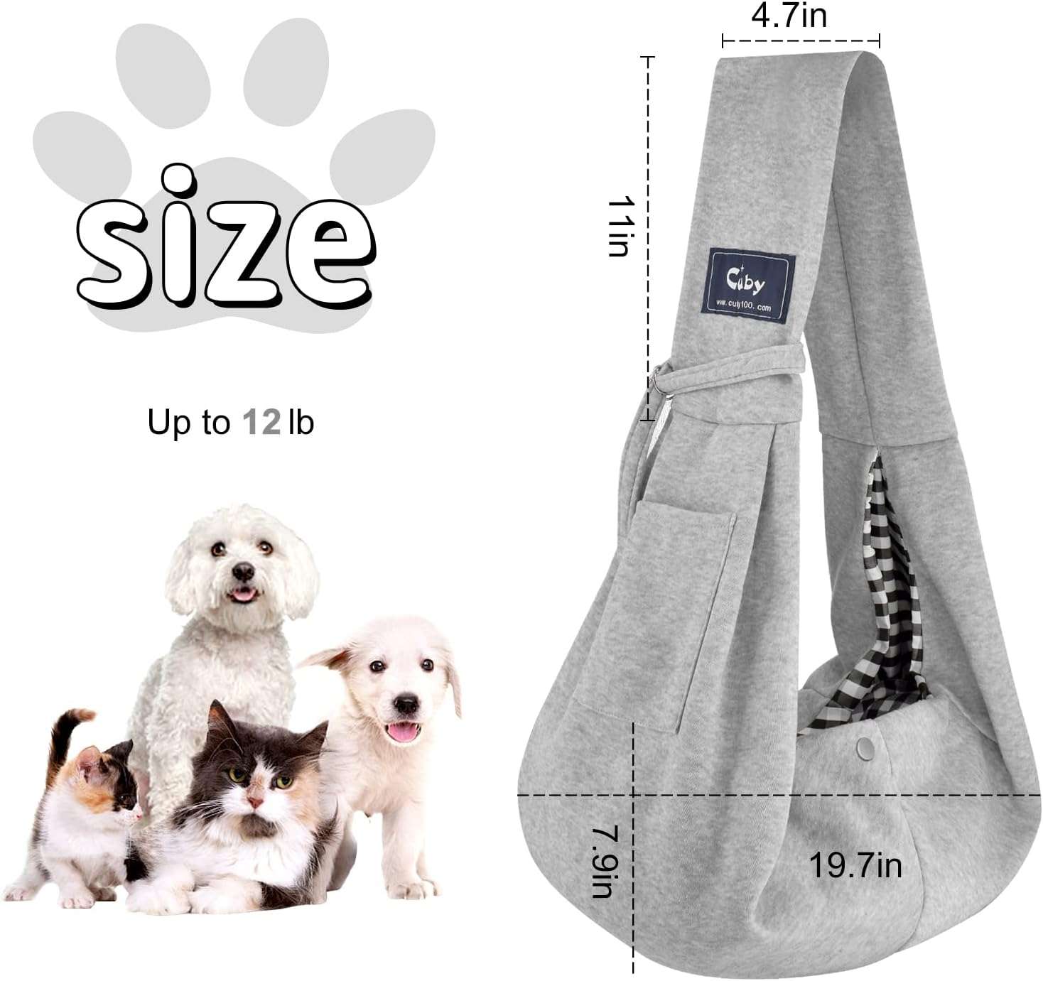 Bolso Transportador Canguro Reversible para Mascotas 46x20x23 Cm - Imagen 6