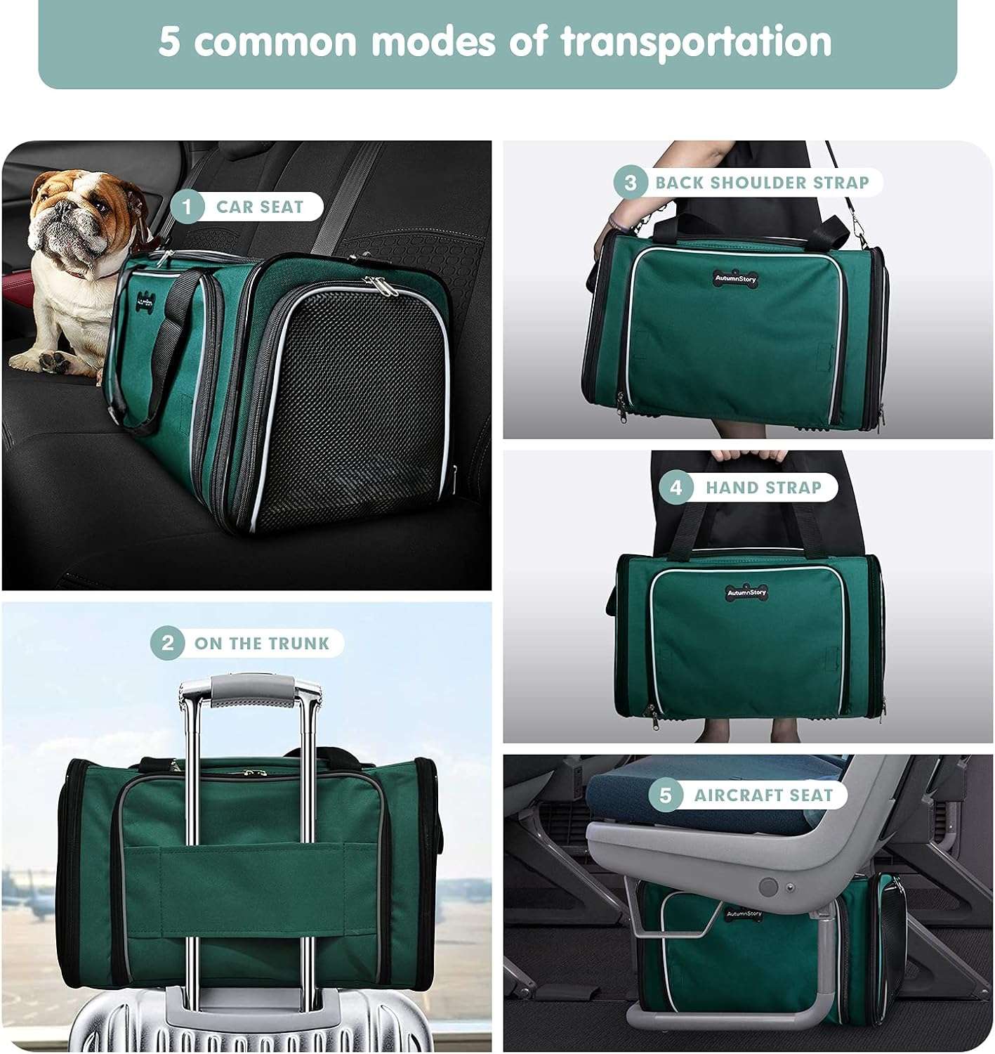 Bolso transportador de mascotas para viajes con diseño vertical base rigida y malla transpirable