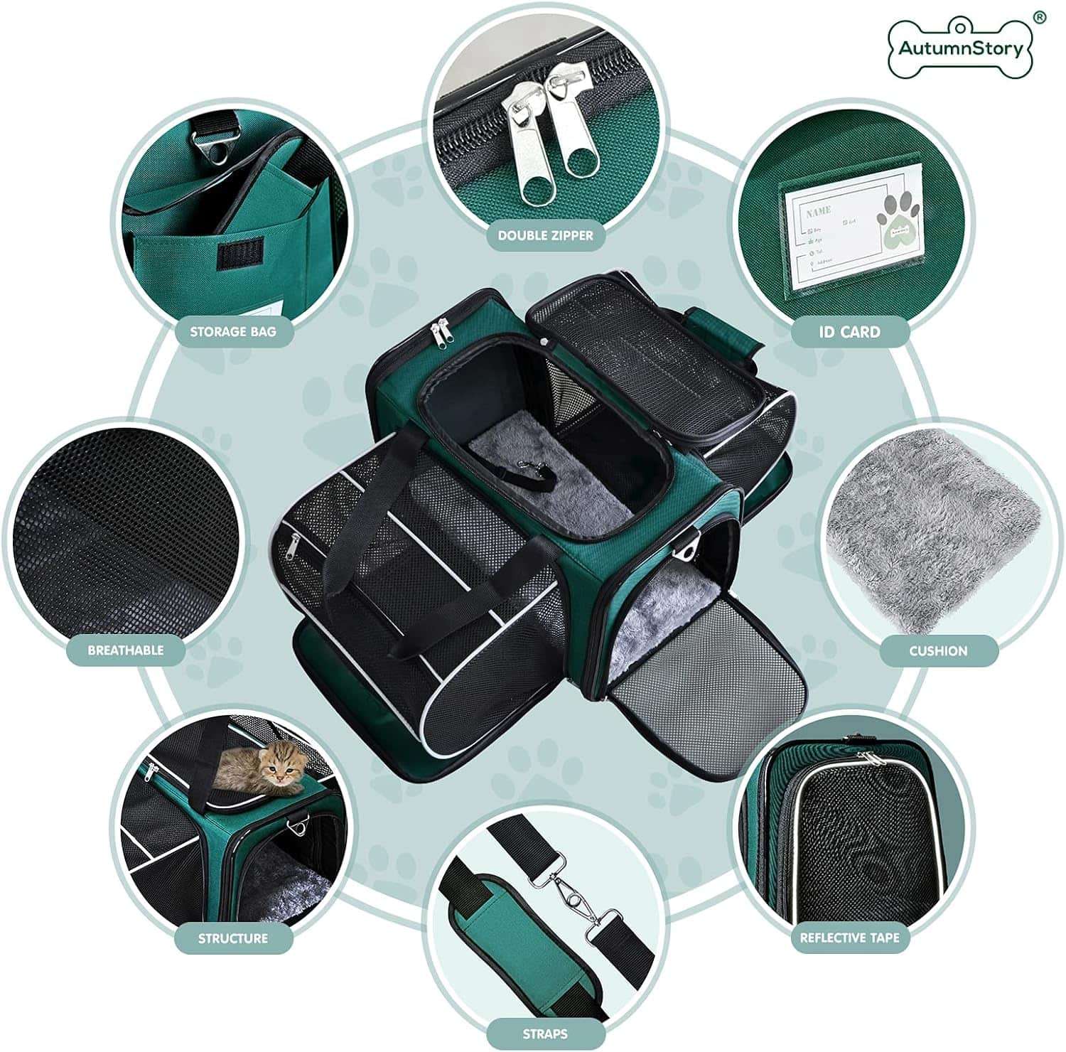 Bolso transportador de mascotas para viajes con diseño vertical base rigida y malla transpirable