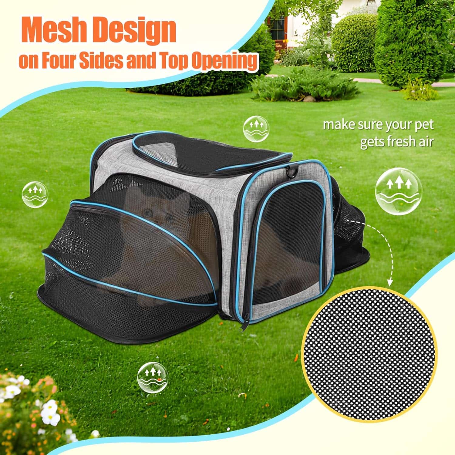 Bolso Transportador Expandible para Mascotas 45x27x27 Cm (Aprobado por Aerolíneas) - Imagen 6