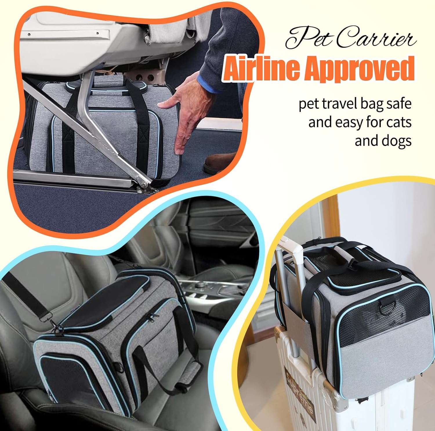 Bolso Transportador Expandible para Mascotas 45x27x27 Cm (Aprobado por Aerolíneas) - Imagen 7