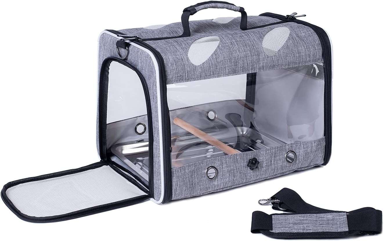 Bolso Transportador de Viaje para Pájaros con Soporte de Perca 38x30x17 Cm - Imagen 5