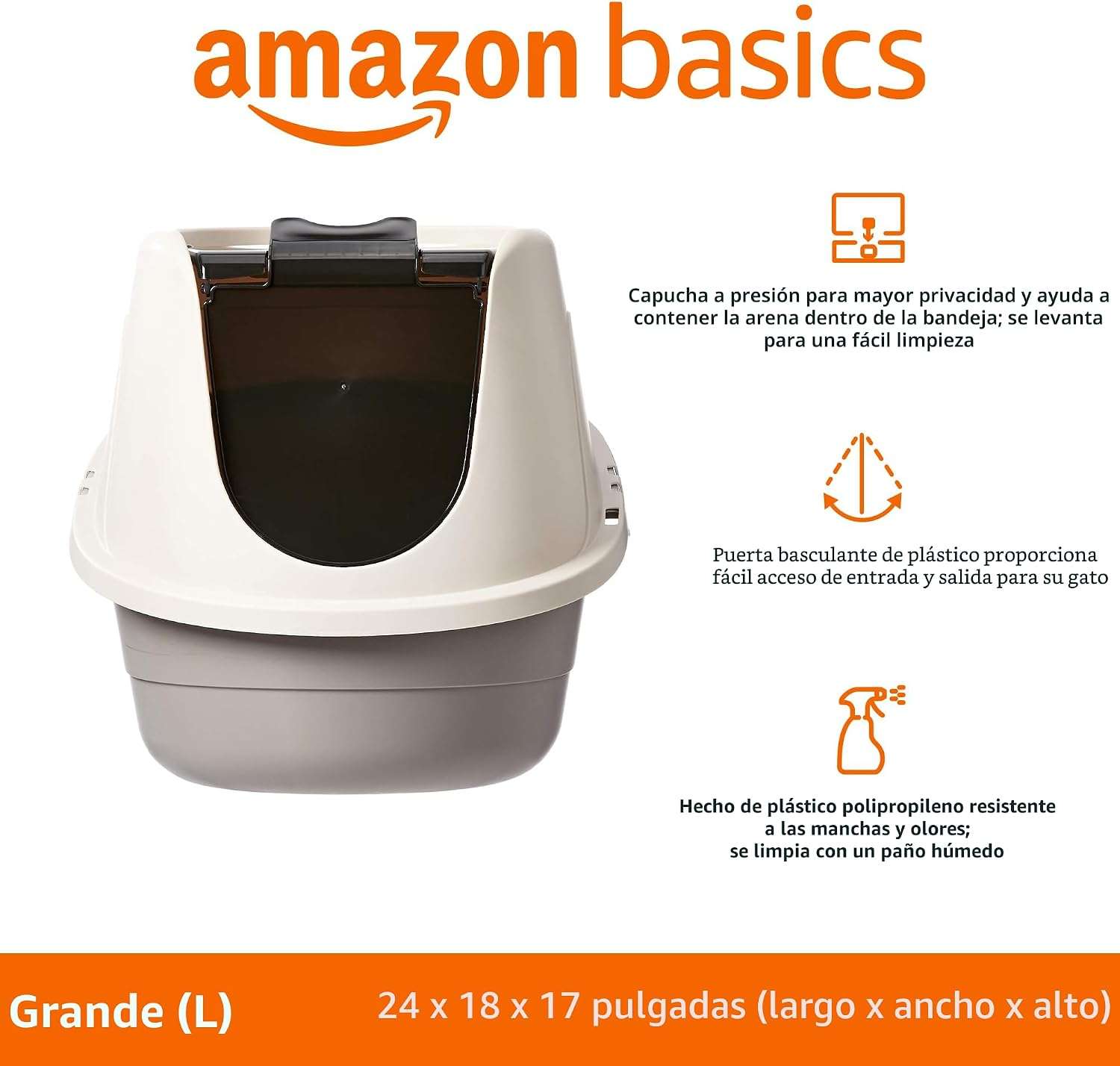 caja de arena cerrada con capucha para gatos en color multicolor con puerta oscilante y filtro de olores