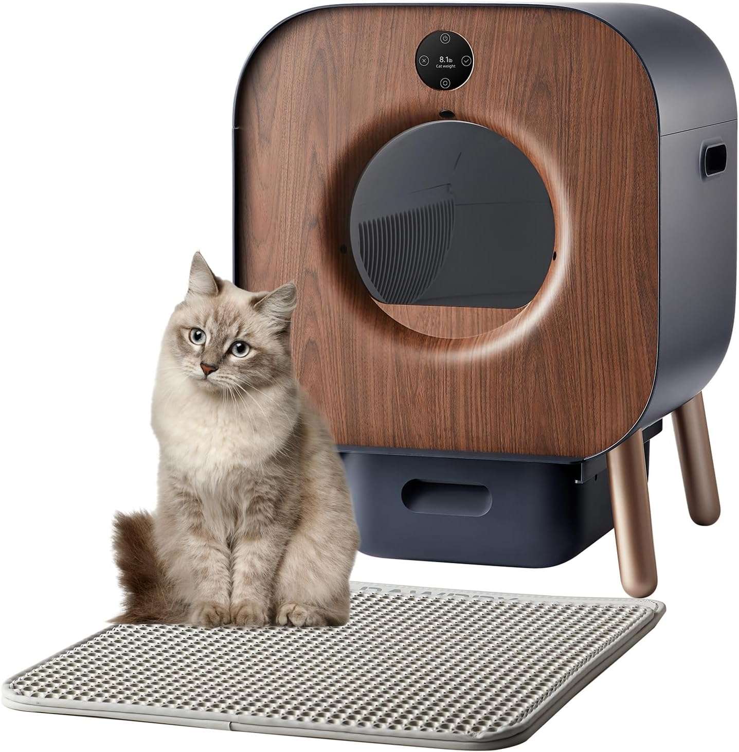 caja de arena cerrada y plegable para gatos con cajón extraíble, salida superior y pala con soporte