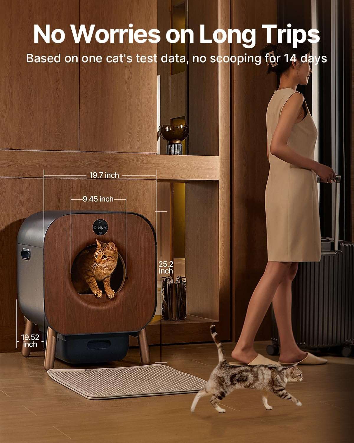 caja de arena cerrada y plegable para gatos con cajón extraíble, salida superior y pala con soporte