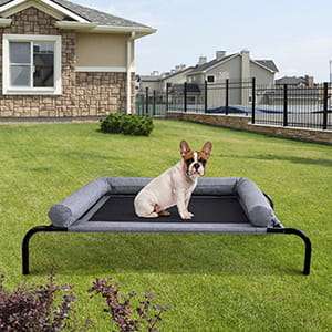 Cama elevada reforzada para perros de acero y tela impermeable