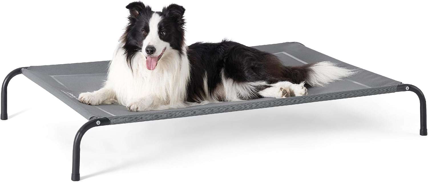 Cama elevada refrescante para perros con malla transpirable y estructura de metal
