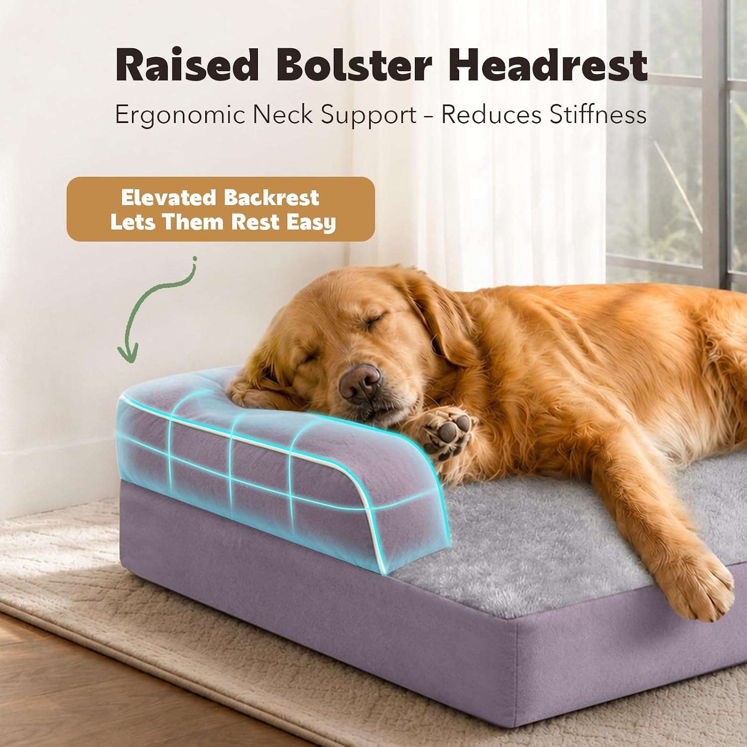 Cama Grande Ortopedia Lavable para Perros 91x68x17 Cm - Imagen 7