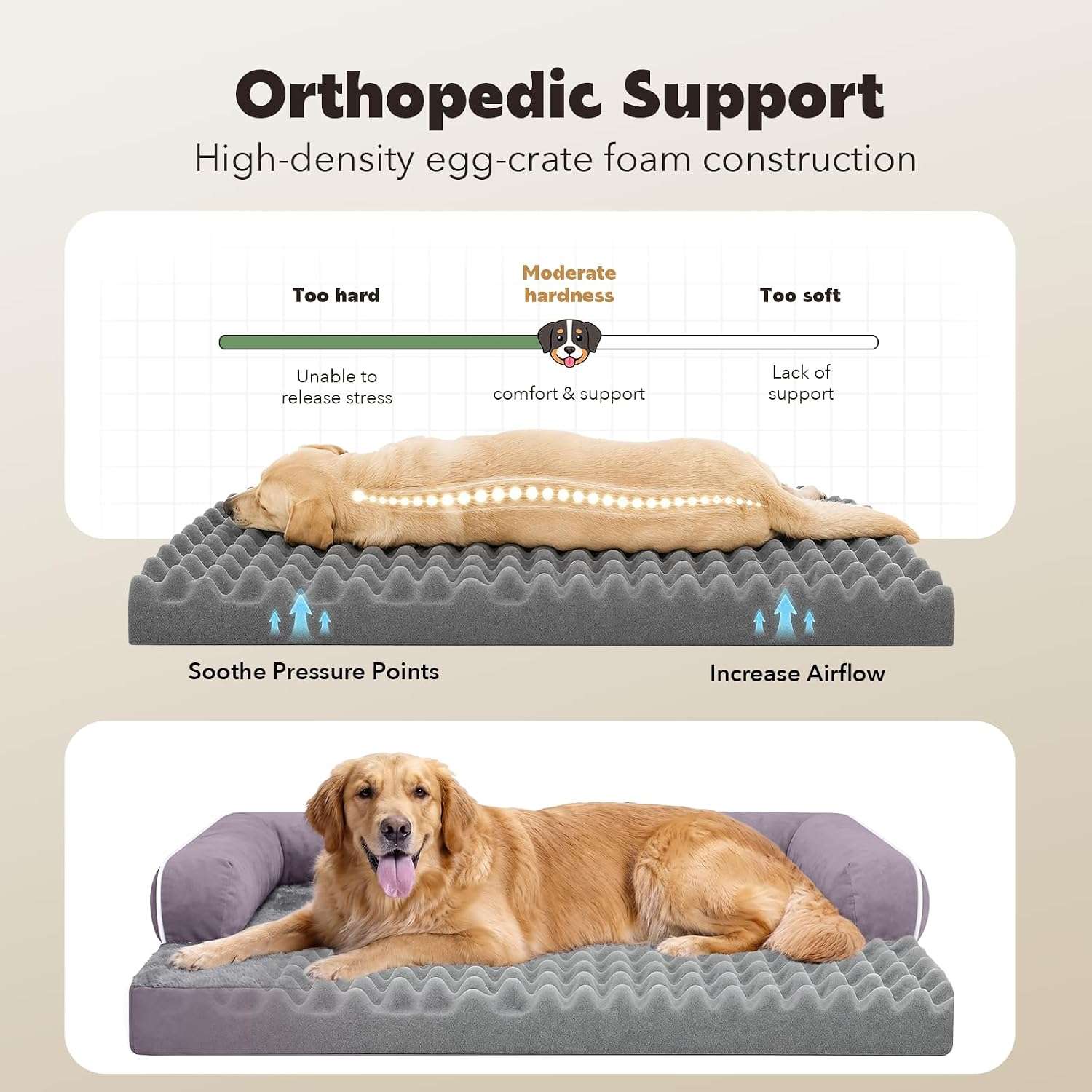 Cama Grande Ortopedia Lavable para Perros 91x68x17 Cm - Imagen 6