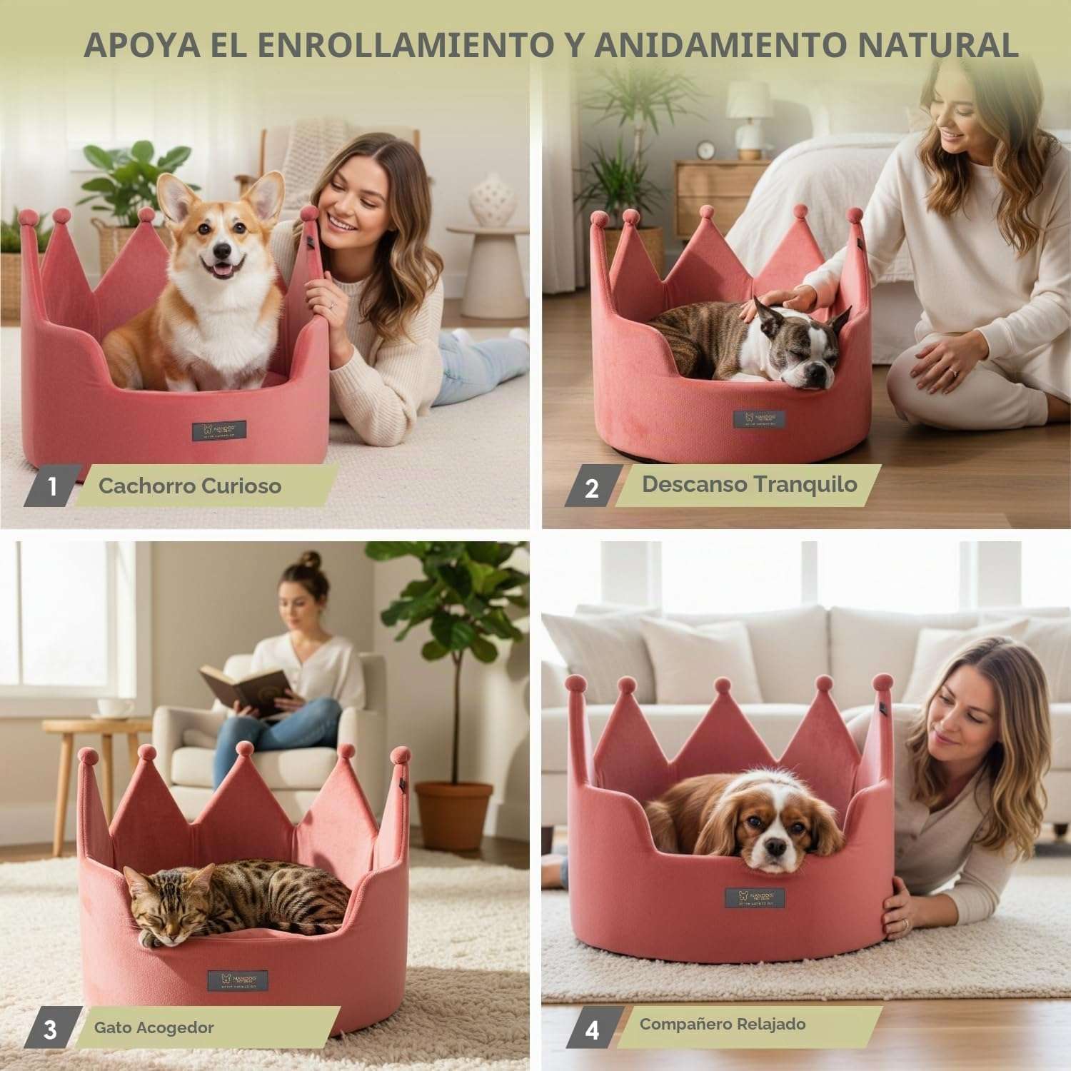 Cama Redonda Corona de Microfelpa Ultrasuave para Mascotas 40x40x30 Cm - Imagen 5