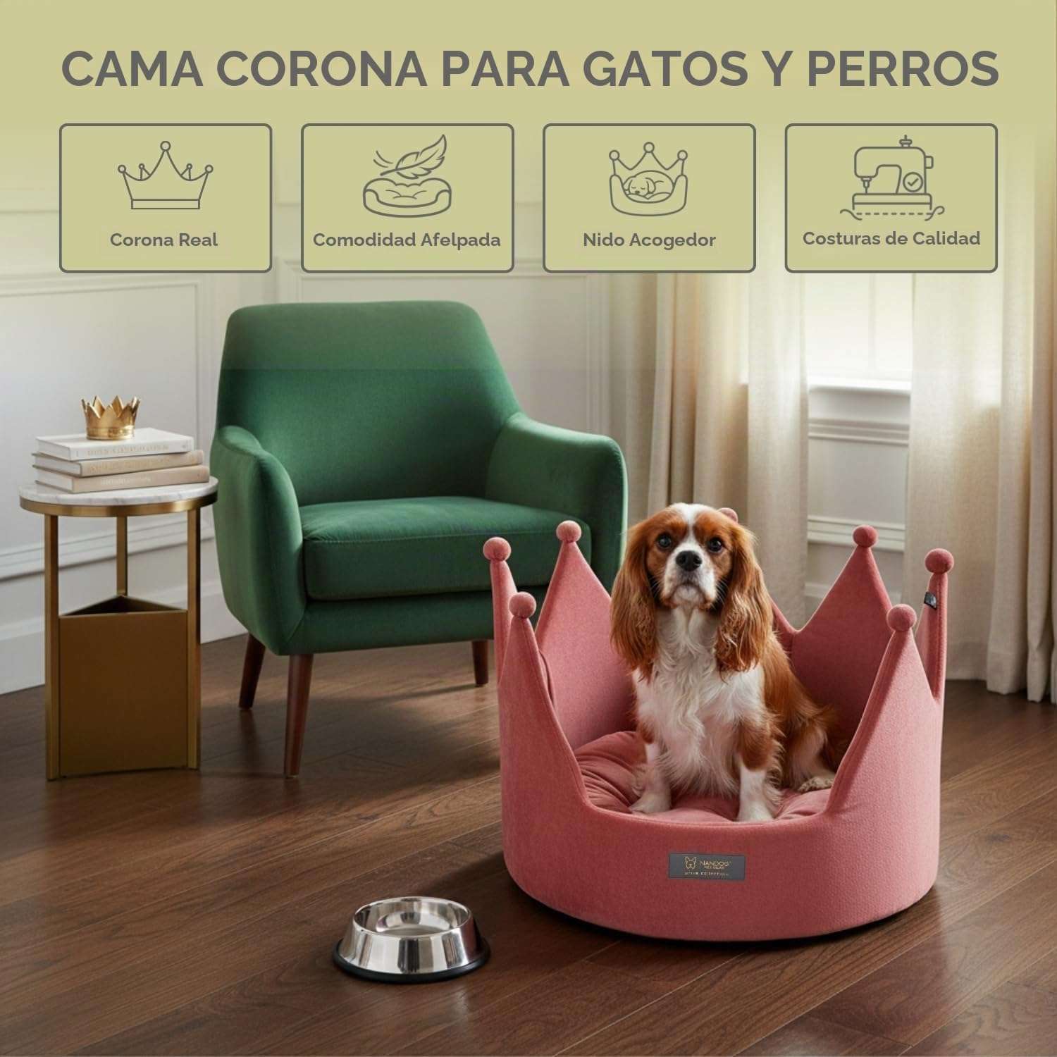 Cama Redonda Corona de Microfelpa Ultrasuave para Mascotas 40x40x30 Cm - Imagen 4