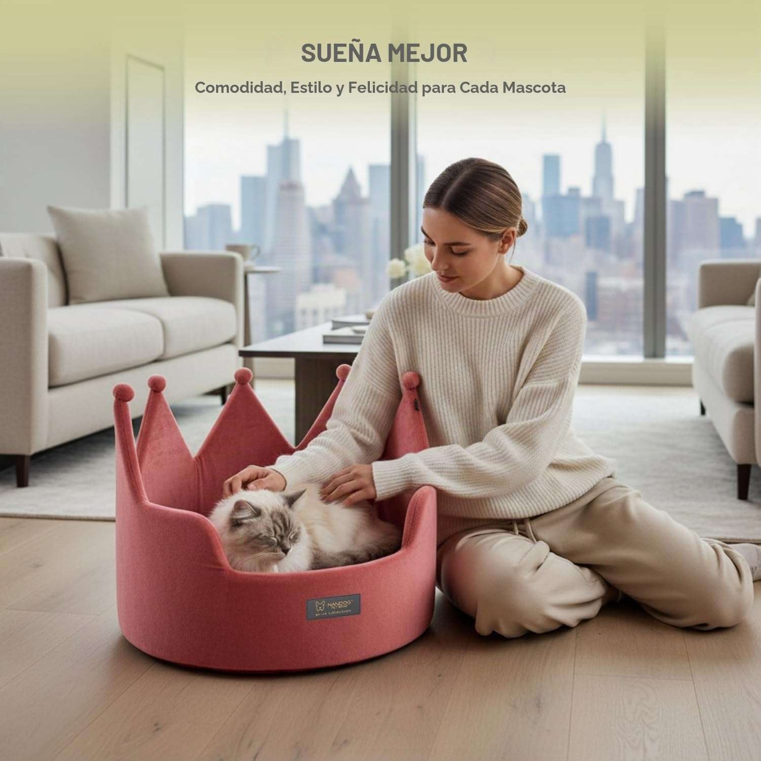 Cama Redonda Corona de Microfelpa Ultrasuave para Mascotas 40x40x30 Cm - Imagen 3