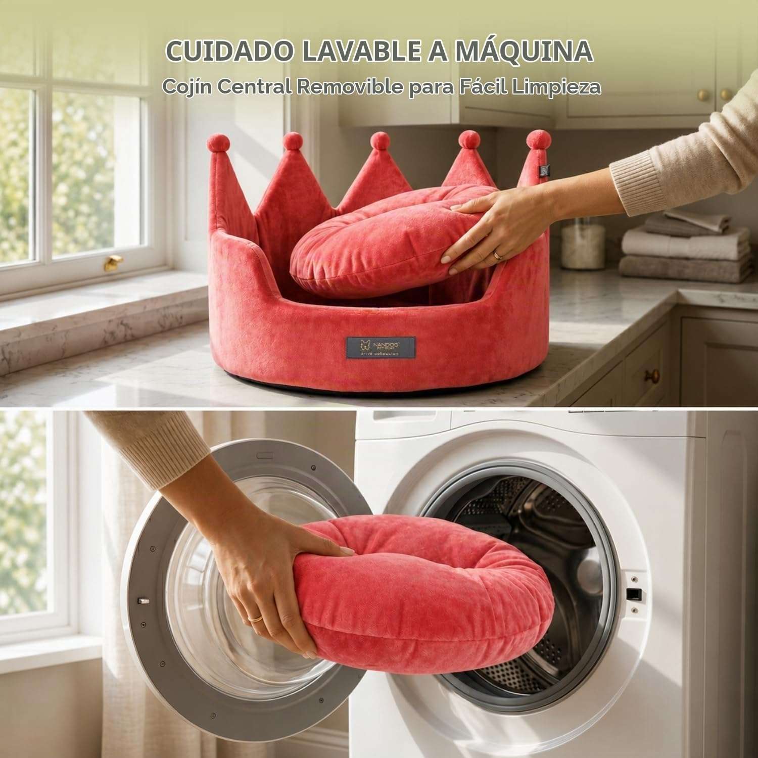 Cama Redonda Corona de Microfelpa Ultrasuave para Mascotas 40x40x30 Cm - Imagen 2