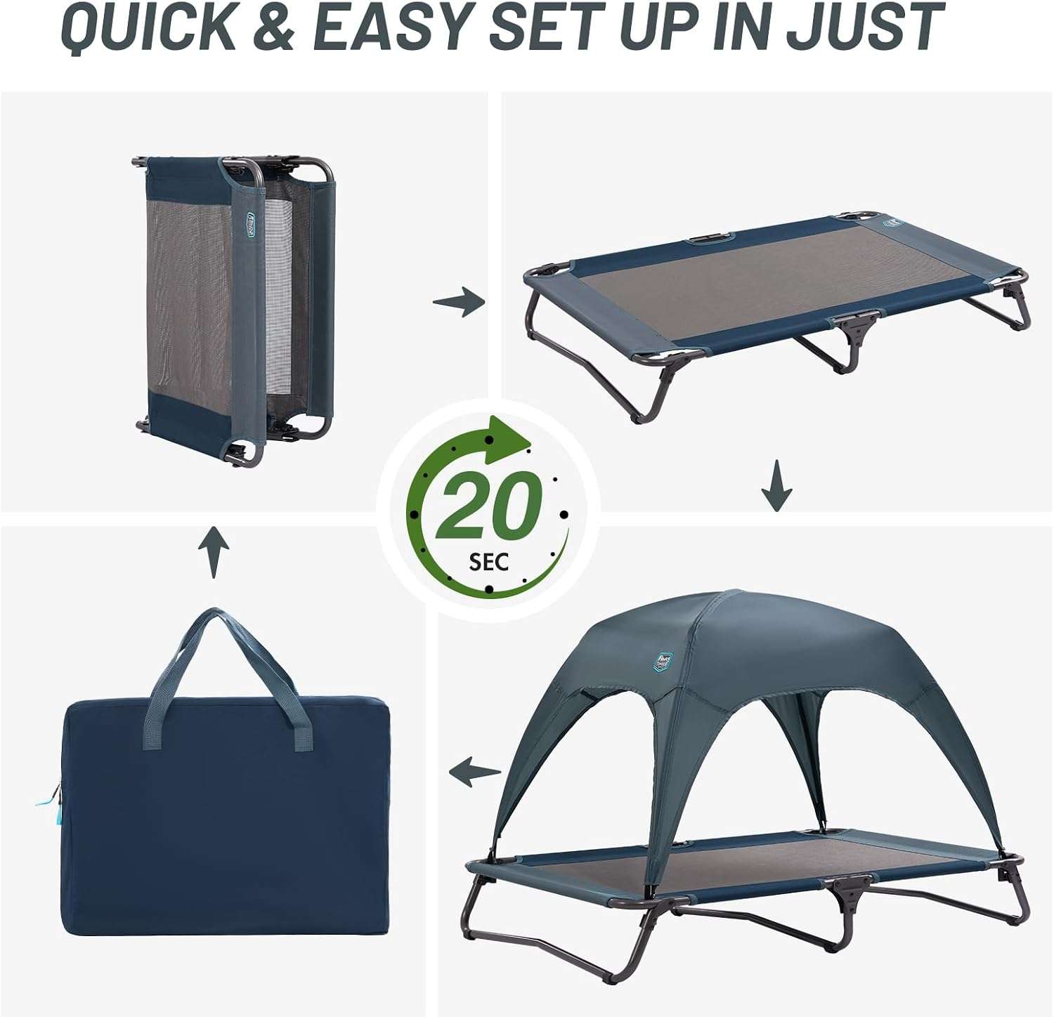 Cama Refrescante Elevada con Techo para Perros 96x66x18 Cm - Imagen 8