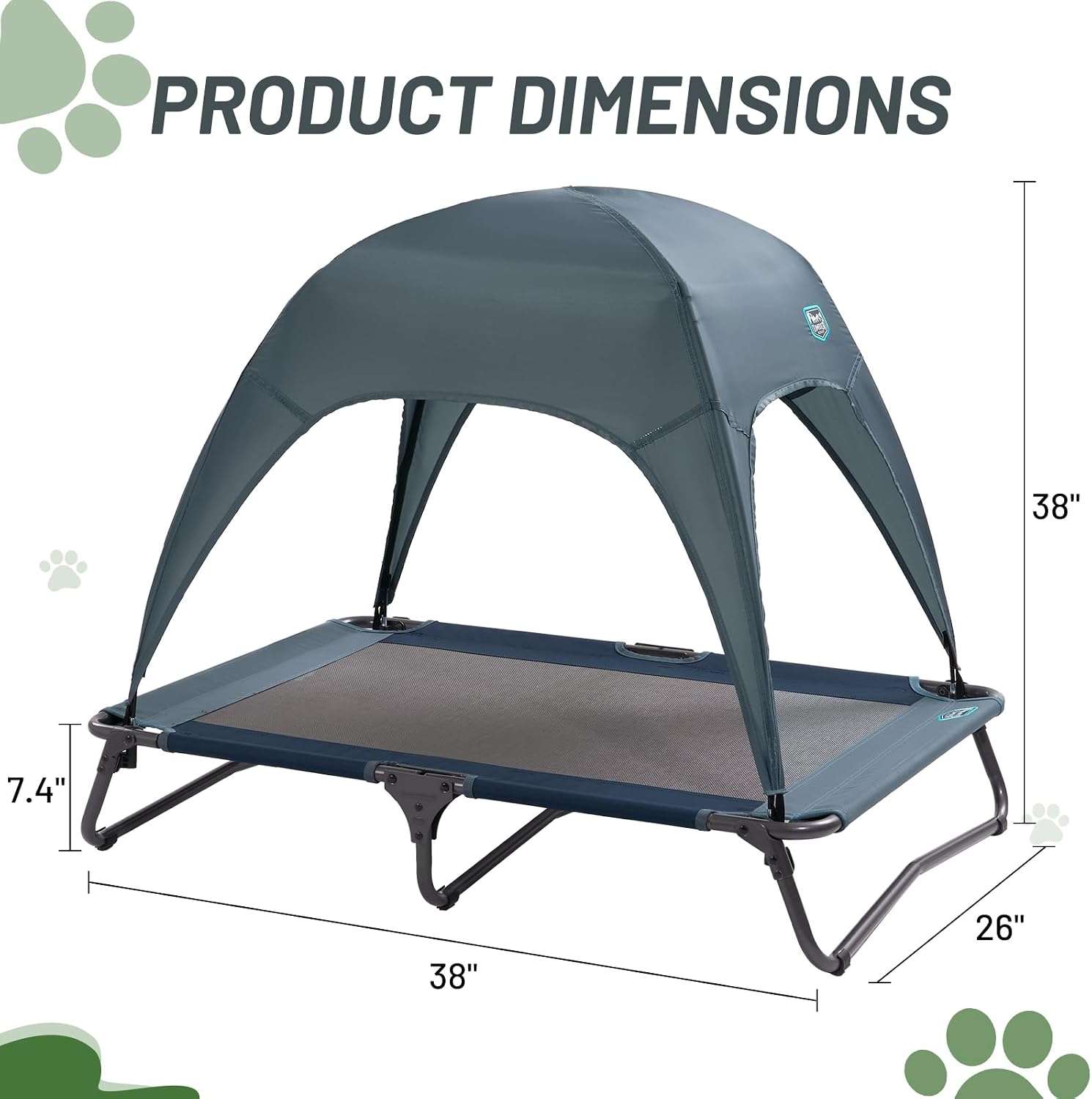 Cama Refrescante Elevada con Techo para Perros 96x66x18 Cm - Imagen 7