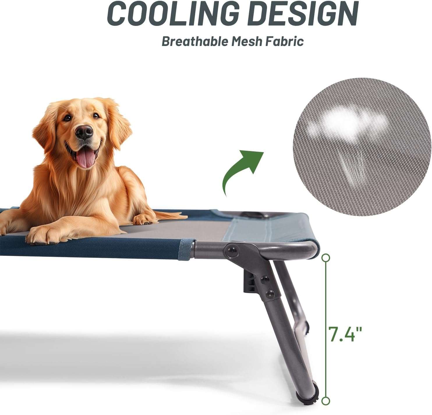 Cama Refrescante Elevada con Techo para Perros 96x66x18 Cm - Imagen 4