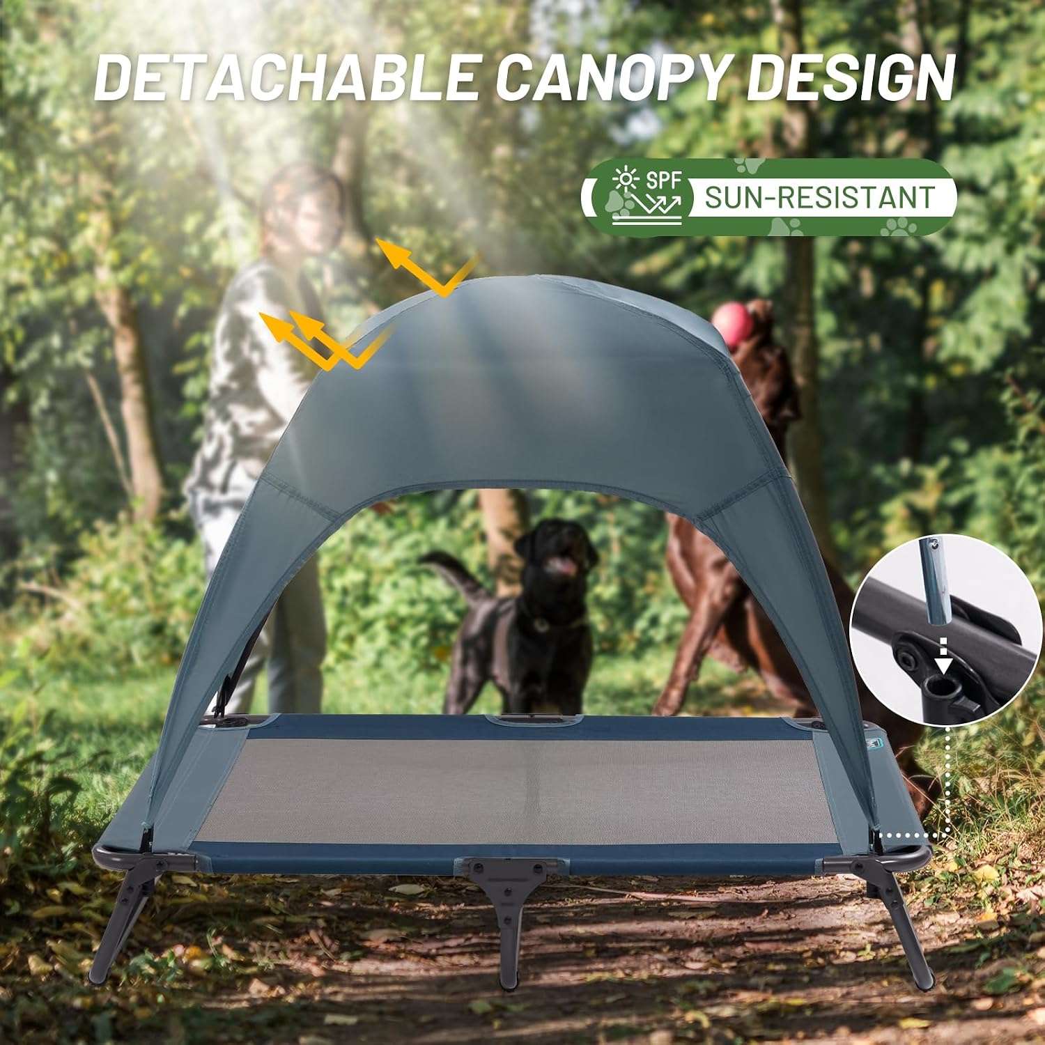 Cama Refrescante Elevada con Techo para Perros 96x66x18 Cm - Imagen 3