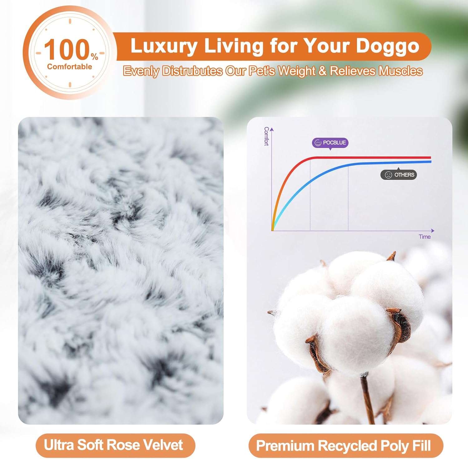 Cama premium para perros con superficie de terciopelo rosa bordes resistentes y base impermeable.