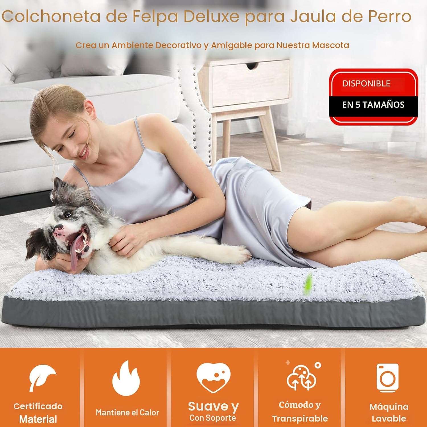 Cama premium para perros con superficie de terciopelo rosa bordes resistentes y base impermeable.