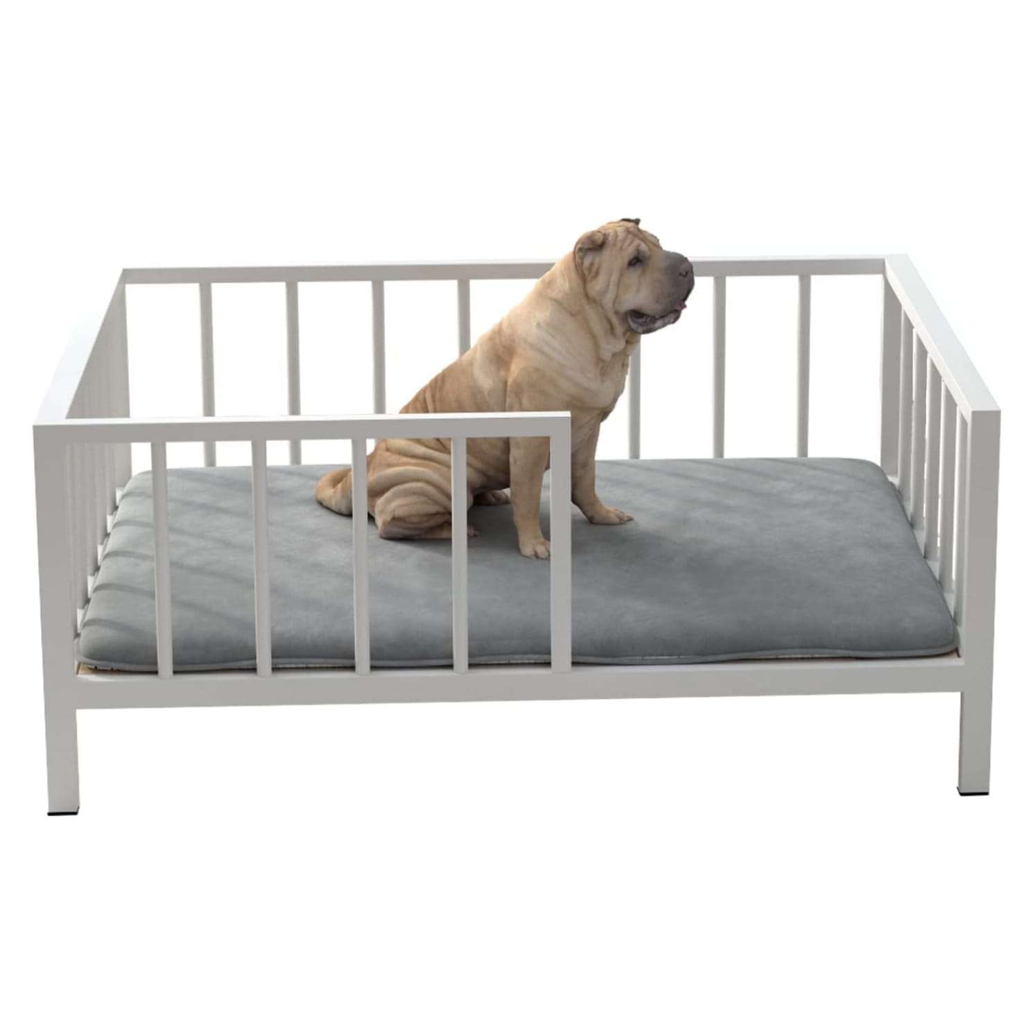 Cama para Perros con Barandas y Colchoneta Reversible 96x64 cm