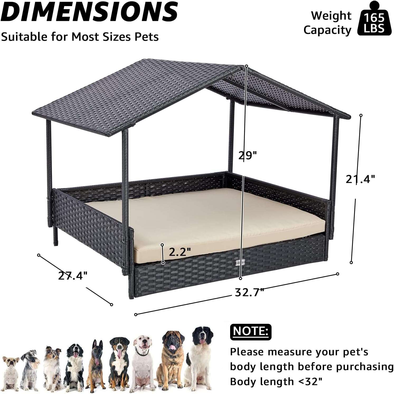 Casa de ratan para perros con techo extraible y cojin lavable