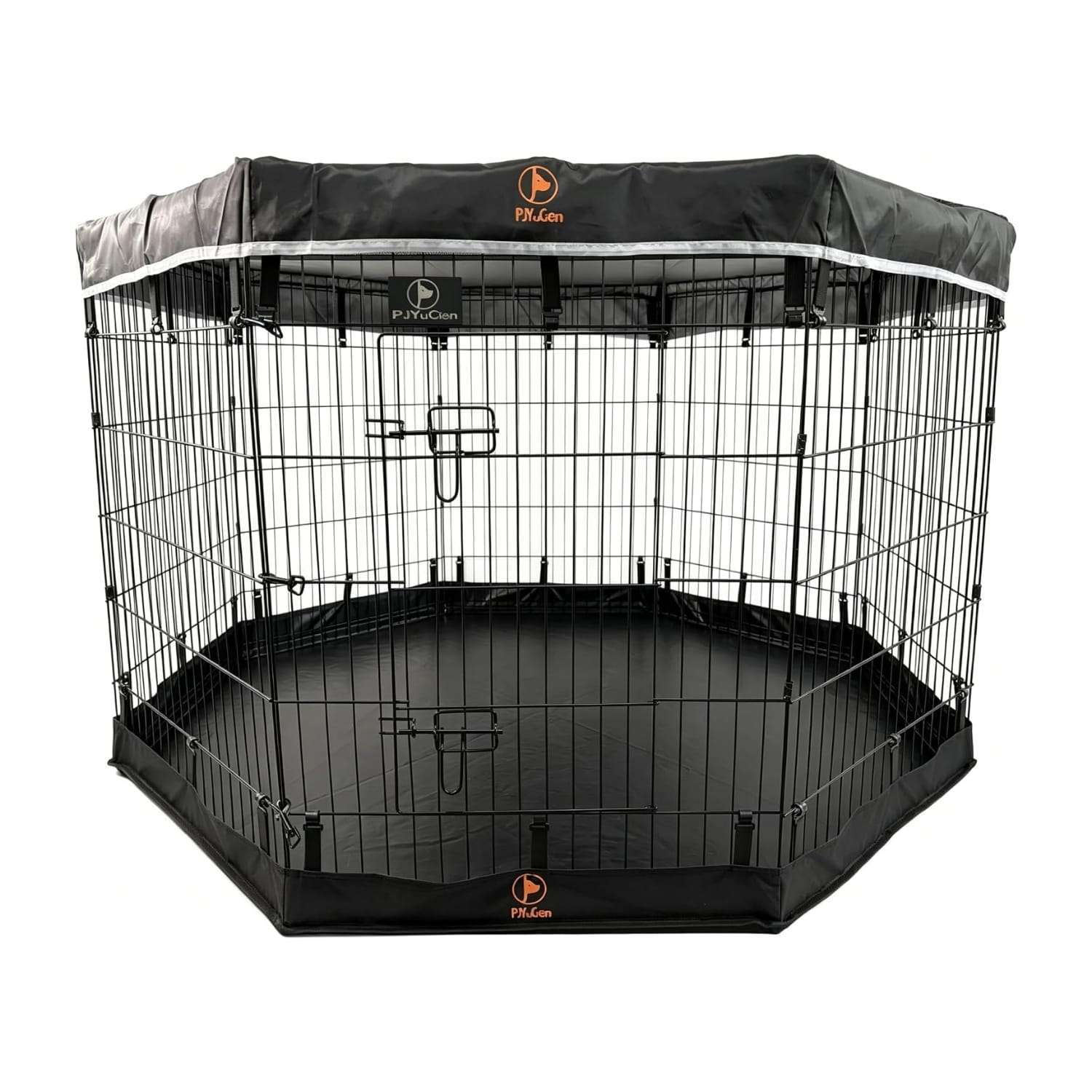 Corral plegable para perros con paneles de metal base impermeable y cubierta protectora lavable