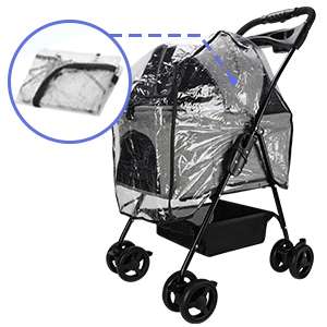 Coche para mascotas desmontable tres en uno con ruedas y malla transpirable