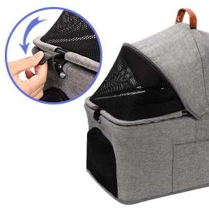 Coche para mascotas desmontable tres en uno con ruedas y malla transpirable