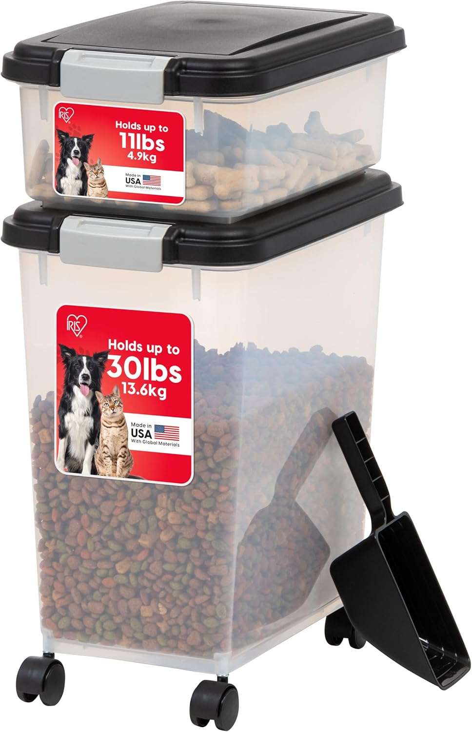 Contenedor Doble Hermético con Ruedas para Almacenar Comida de Mascotas 13.6Kg + 5 Kg - Imagen 9