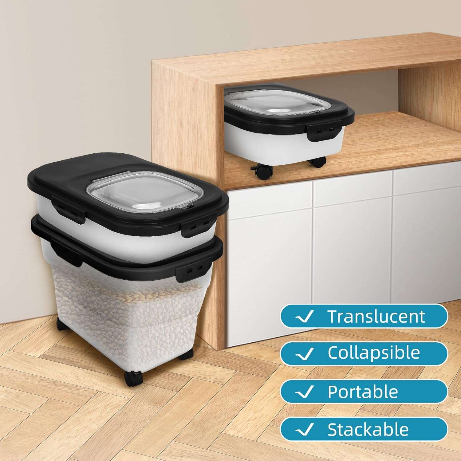 Contenedor de Comida Plegable con Ruedas Giratorias 9 Kg - Imagen 2
