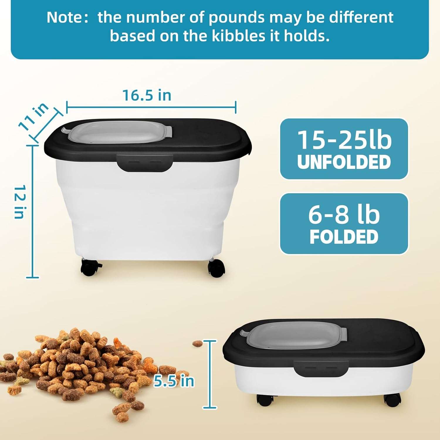 Contenedor de Comida Plegable con Ruedas Giratorias 9 Kg - Imagen 3