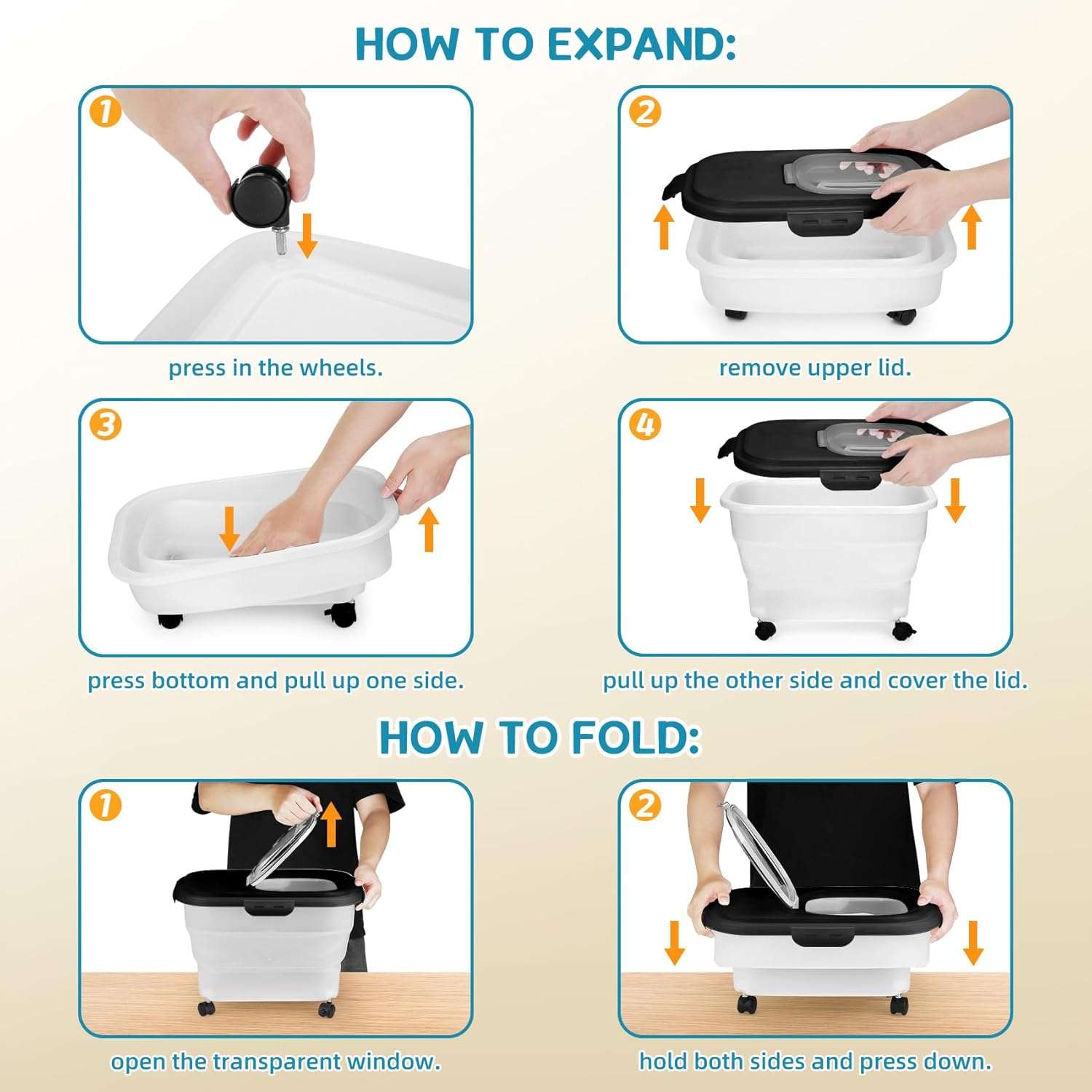 Contenedor de Comida Plegable con Ruedas Giratorias 9 Kg - Imagen 5