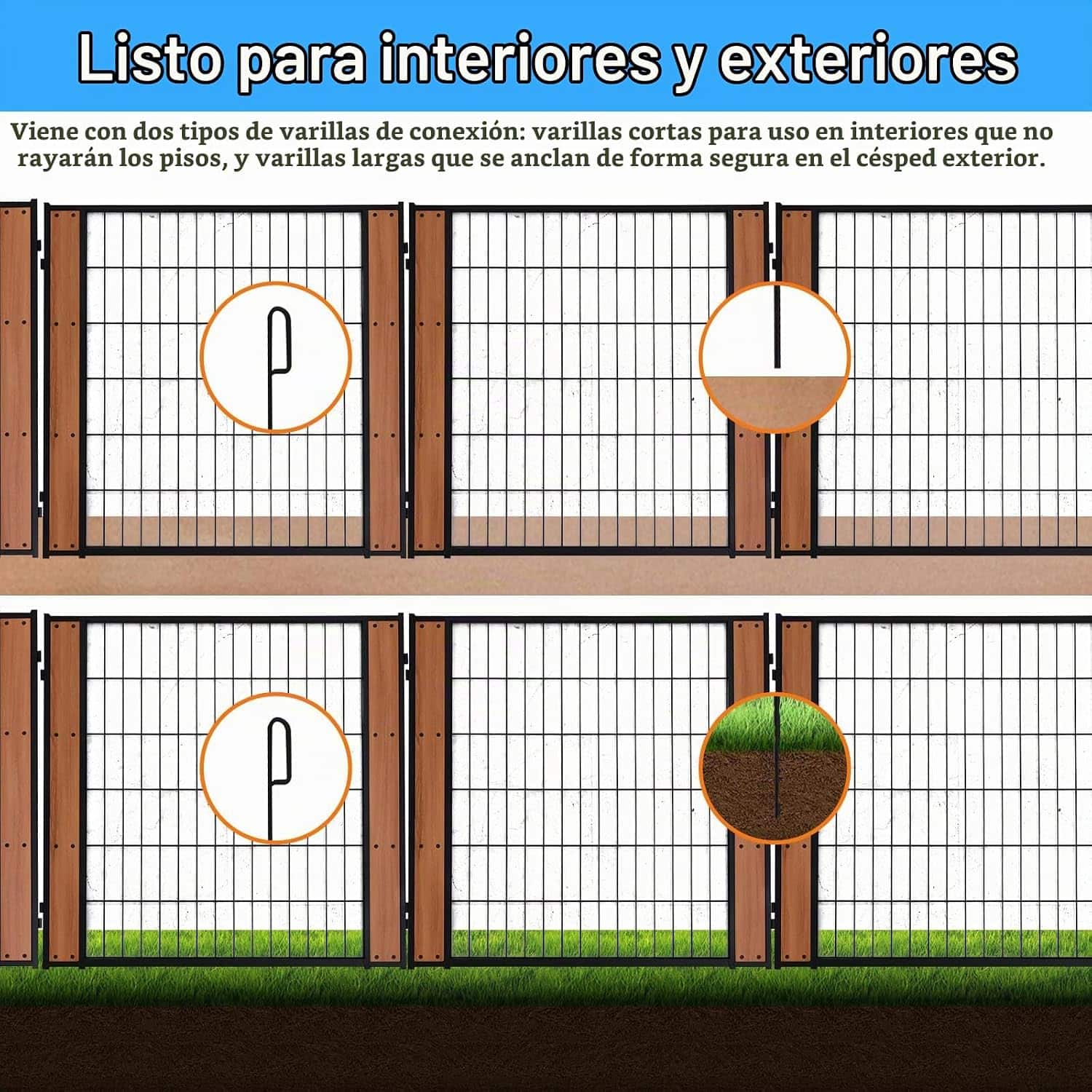 Corralito modular resistente para mascotas diseñado para uso en interiores y exteriores con paneles variables.
