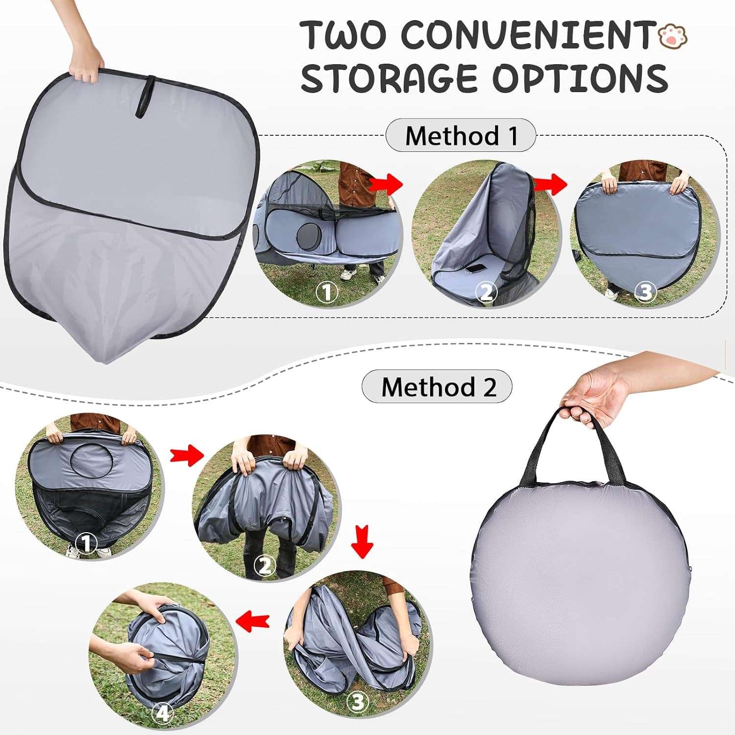 Corralito plegable tres en uno para gatos con carpa y tunel de tela suave