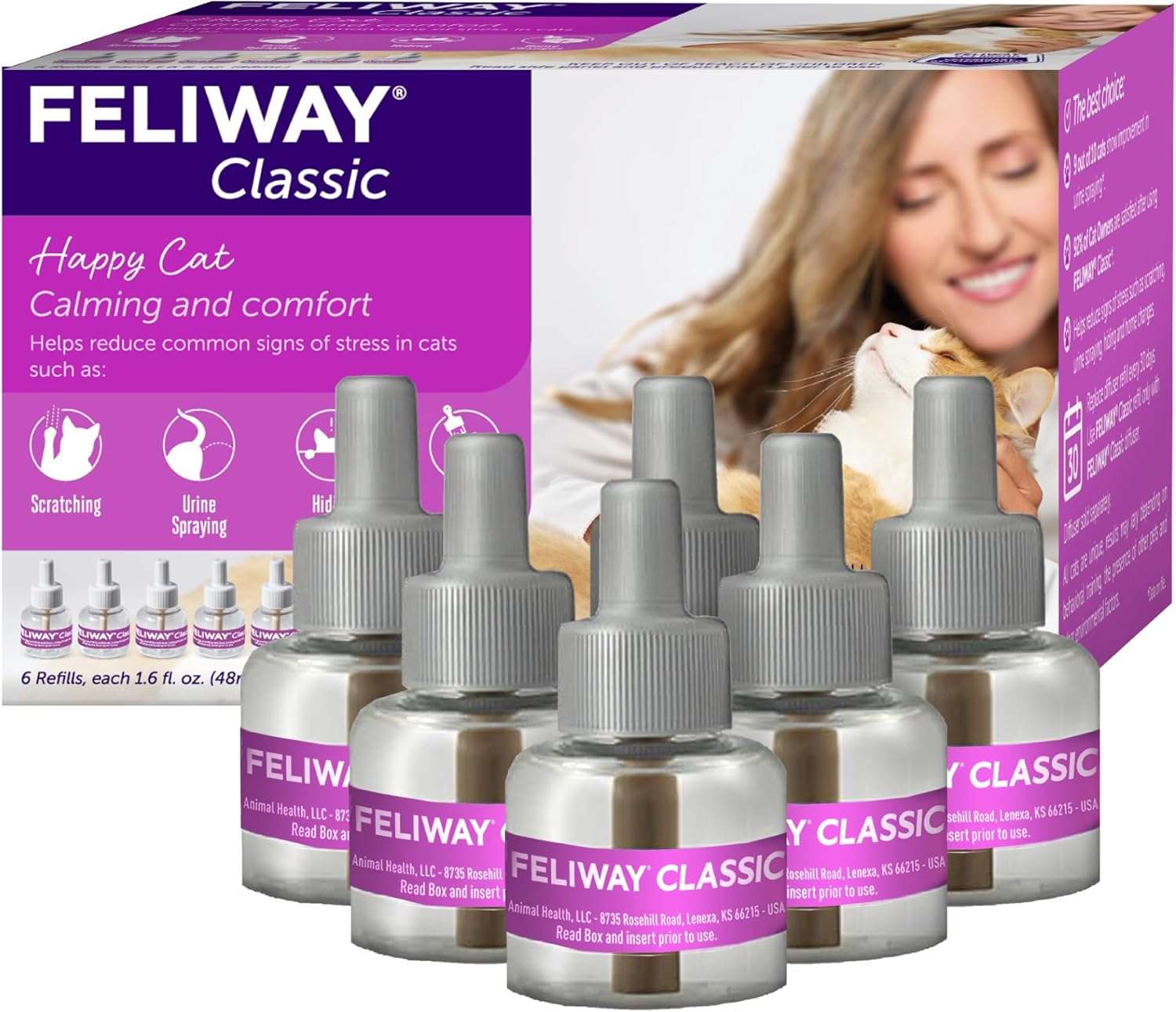 paquete de seis repuestos feliway classic de feromonas calmantes para gatos con cobertura de 65 metros cuadrados ideal para chile