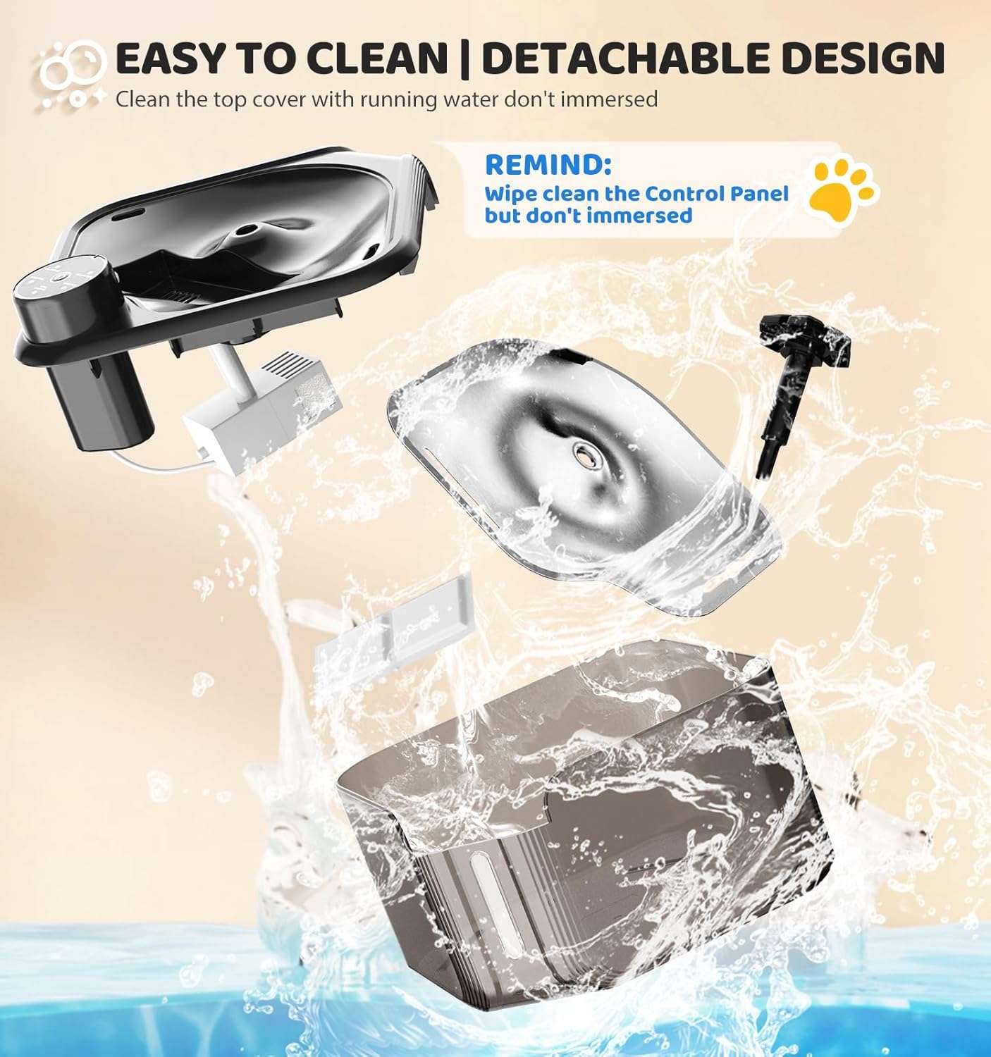 Fuente de Agua Inalámbrica con Sensor Ultra Silenciosa 2.8 L - Imagen 6