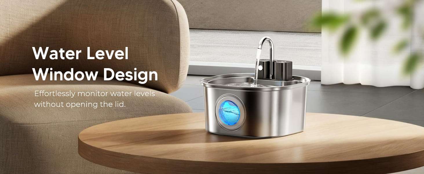 Fuente de Agua Inalámbrica con Sensor de Movimiento de Acero Inoxidable 3.2 L - Imagen 11