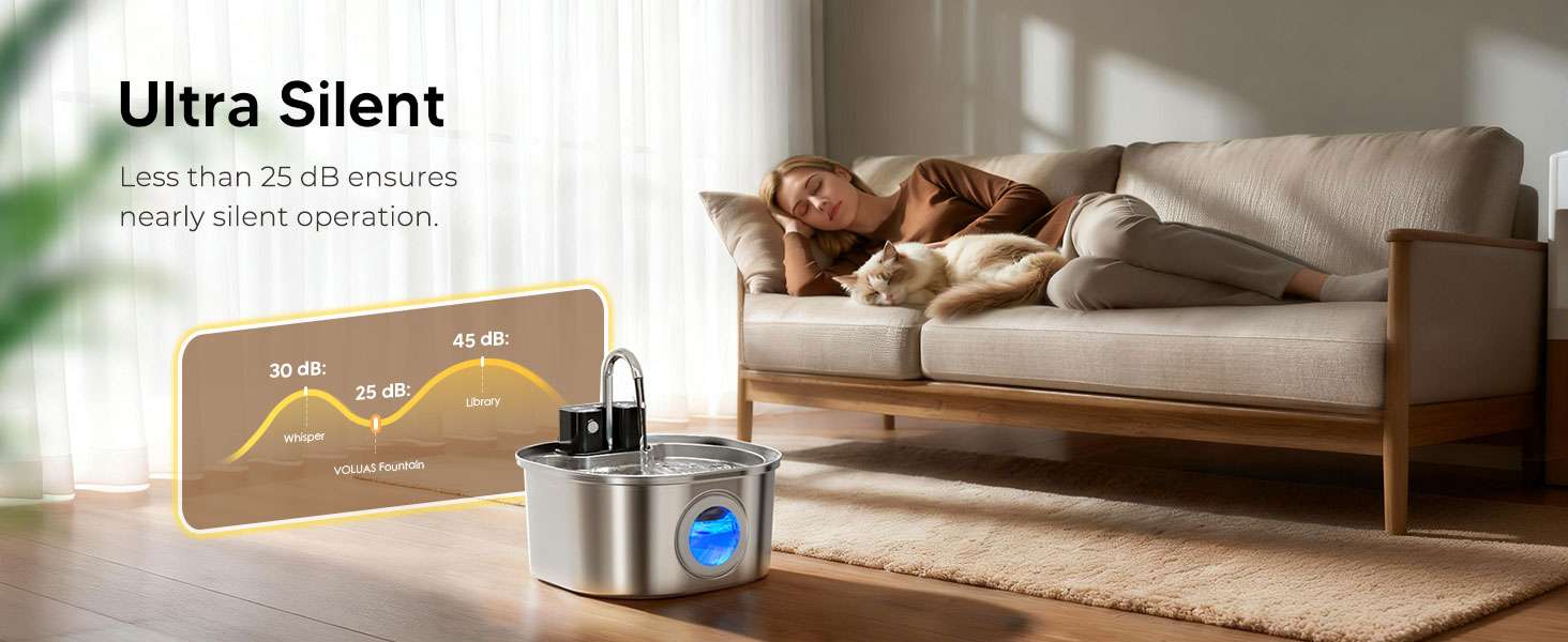 Fuente de Agua Inalámbrica con Sensor de Movimiento de Acero Inoxidable 3.2 L - Imagen 10