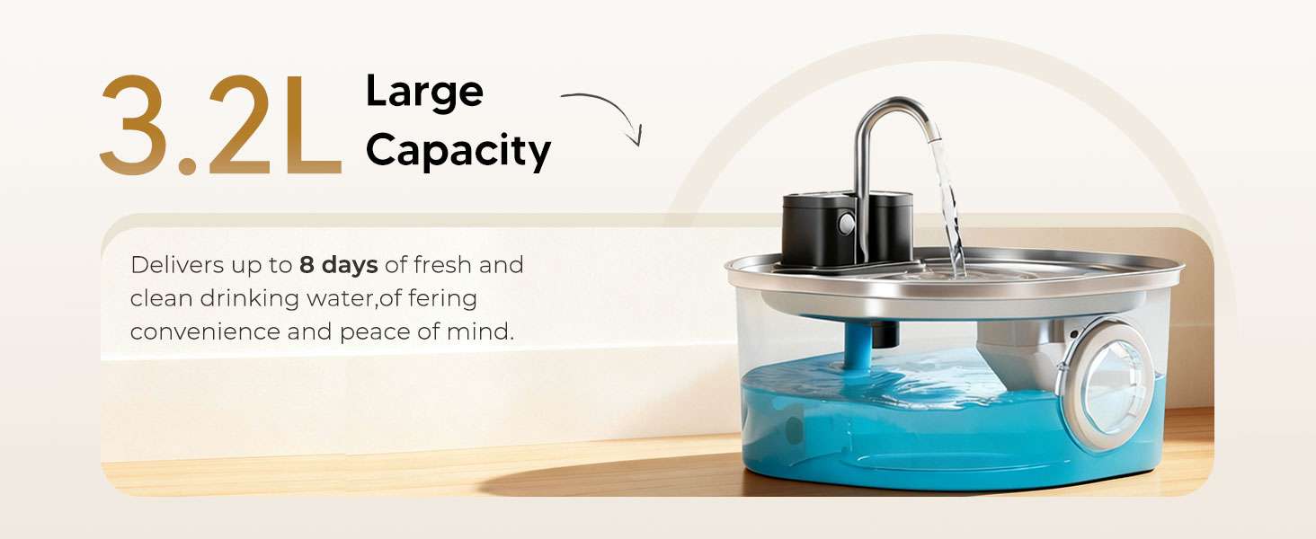Fuente de Agua Inalámbrica con Sensor de Movimiento de Acero Inoxidable 3.2 L - Imagen 9